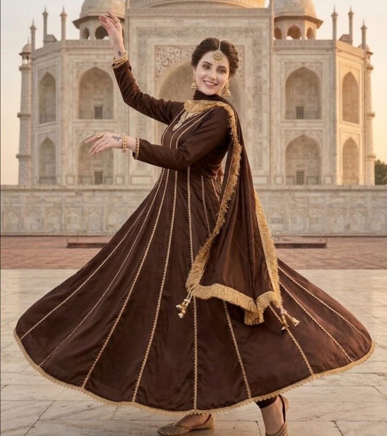 Mehroon Anarkali style Frock