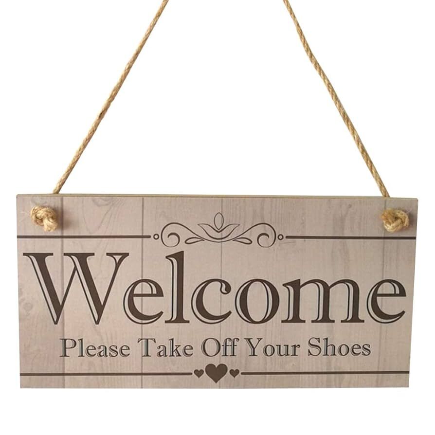 Welcome signs hanging