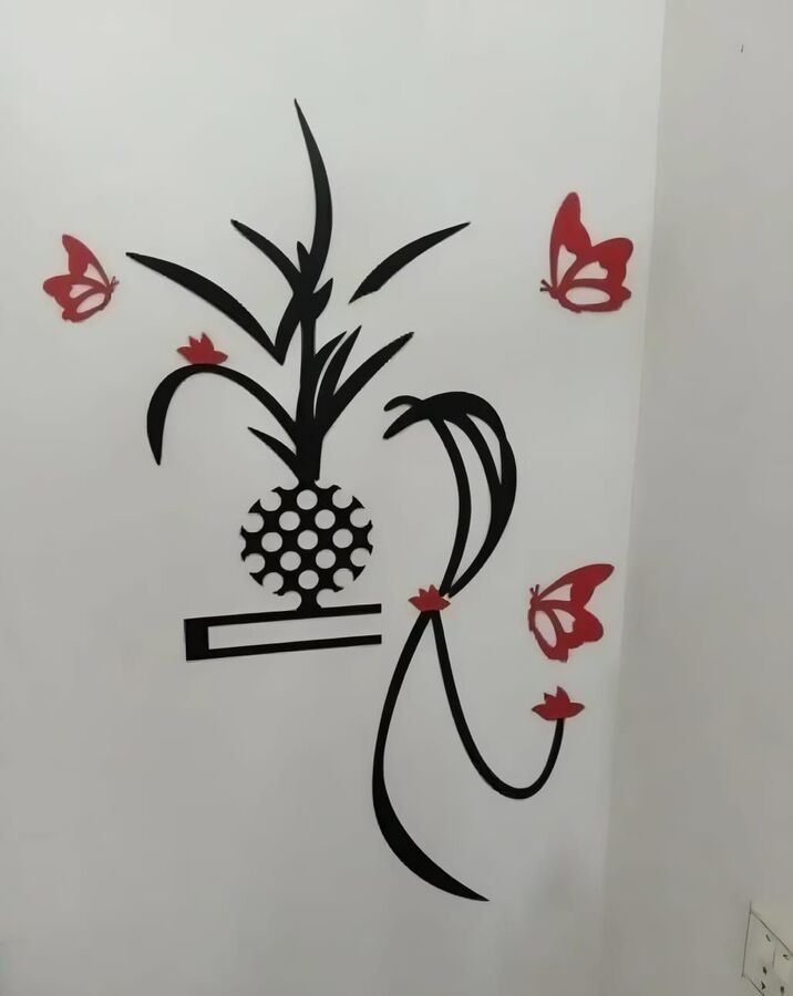 3D Wooden Wall Art Black Red Butterfly 30×14 Inch