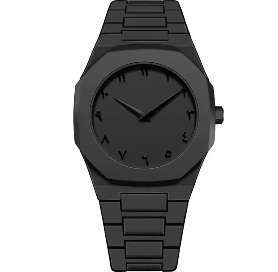 Black Arabic Dial Fiber Strap Watch for Men