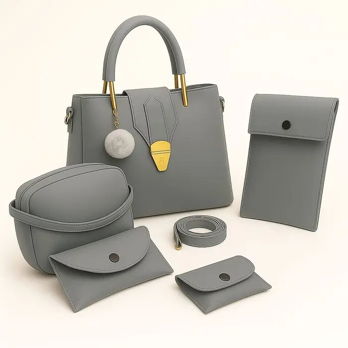 5 PCS High Quality Synthetic Leather Shoulder Bag Set with Long Strap