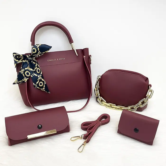 4 PCS Premium Synthetic Leather Shoulder Bag Set for Women