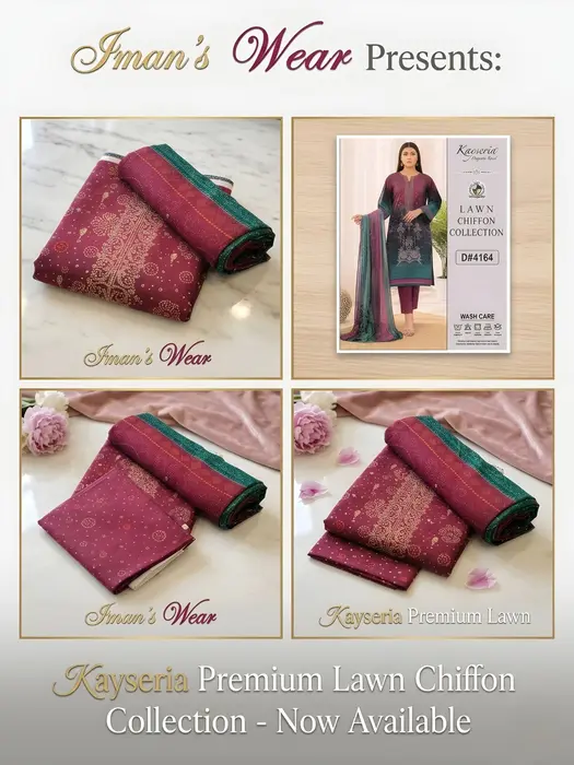 Premium Lawn Chiffon 3PC Maroon &amp; Teal Digital print COD