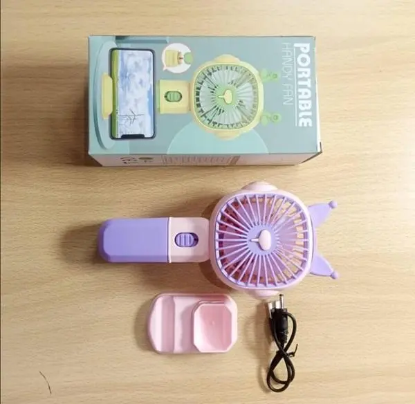 Portable rechargeable fan with stand and fast charge