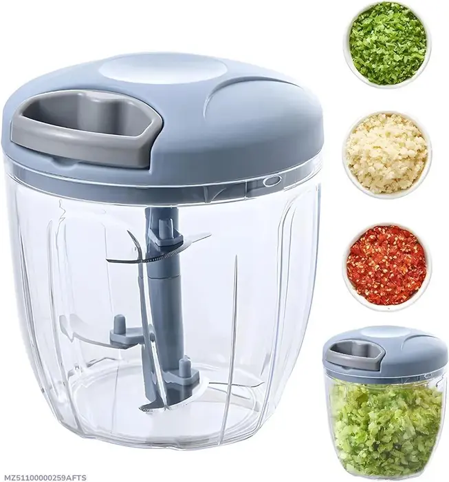 Manual food chopper 900ml ABS plastic transparent.