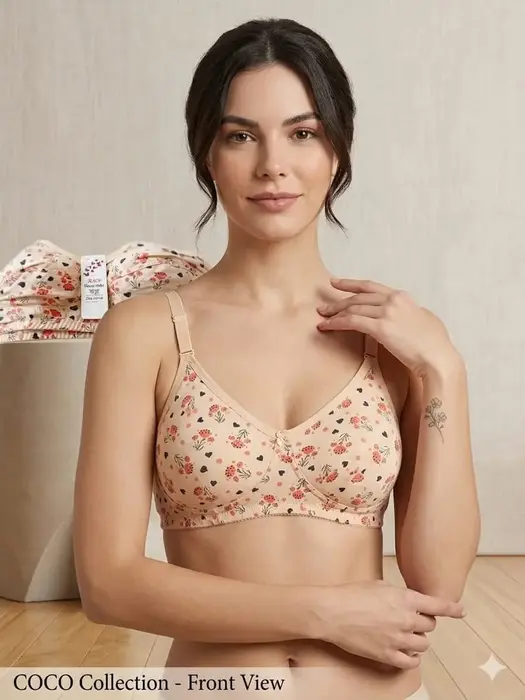 Women's Soft Cotton Floral Printed Bra Comfortable Daily