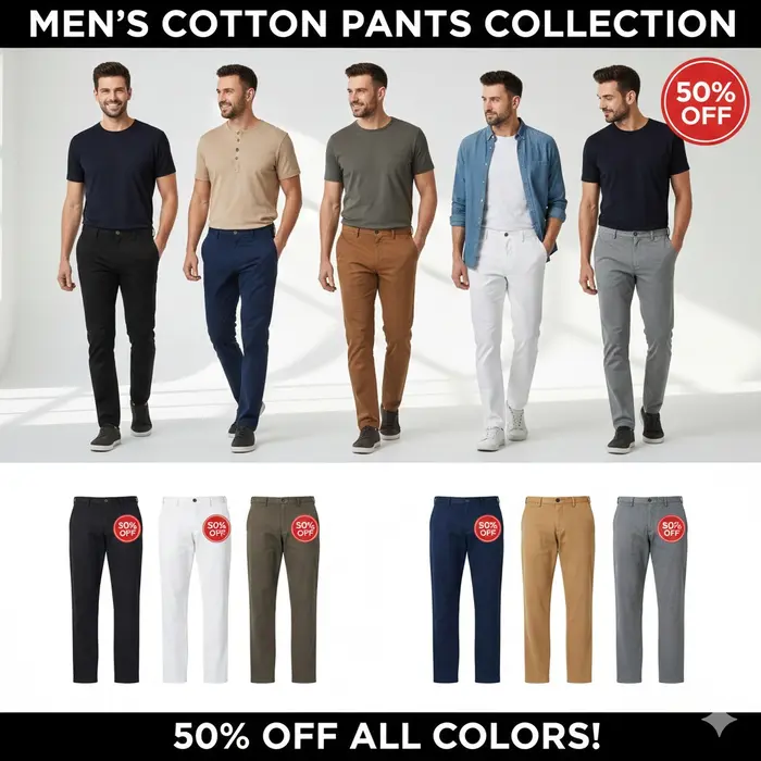 Cotton casual pants For men in all colors