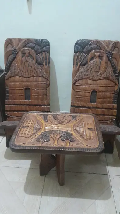 African crafted chairs and table