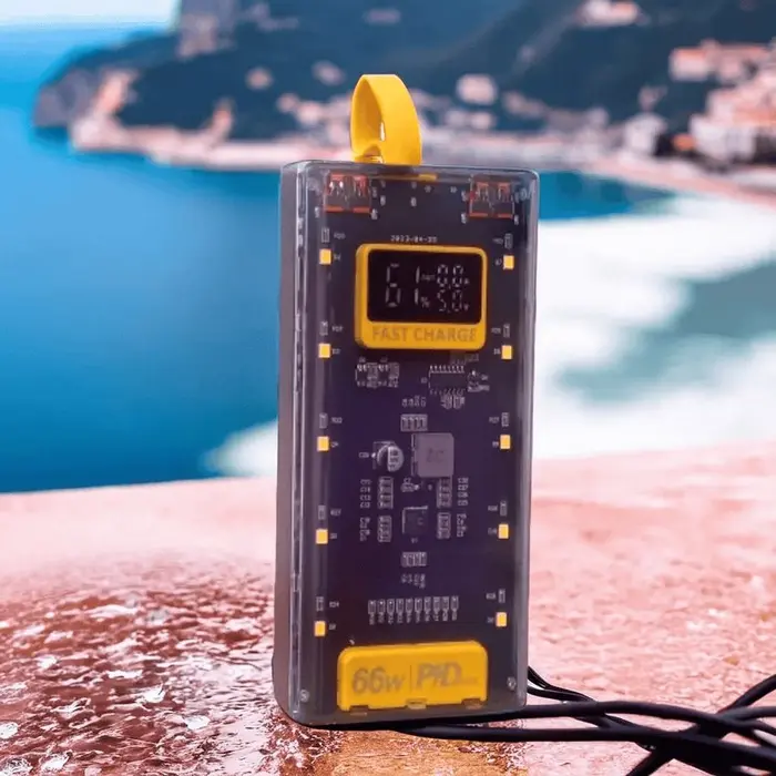 Transparent Power Bank 20000 mAh With Emergency Lights Digital Display