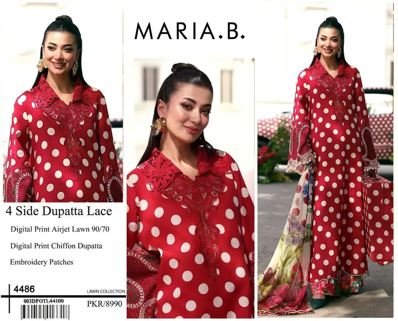 DIGITAL PRINT AIRJET LAWN 50/50 With 4 Side Lace CHIFFON DUPATTA