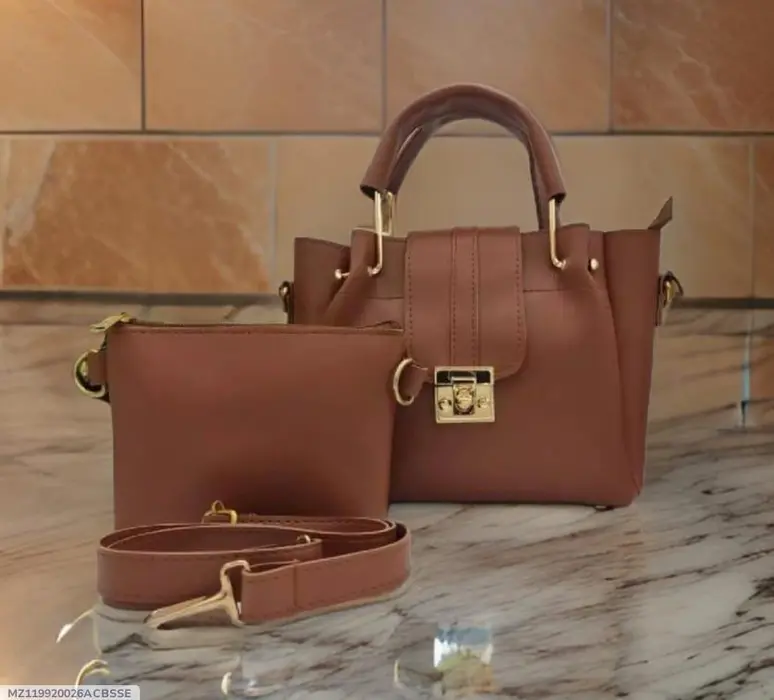 Brown PU Leather Crossbody Bag &amp; Clutch Set