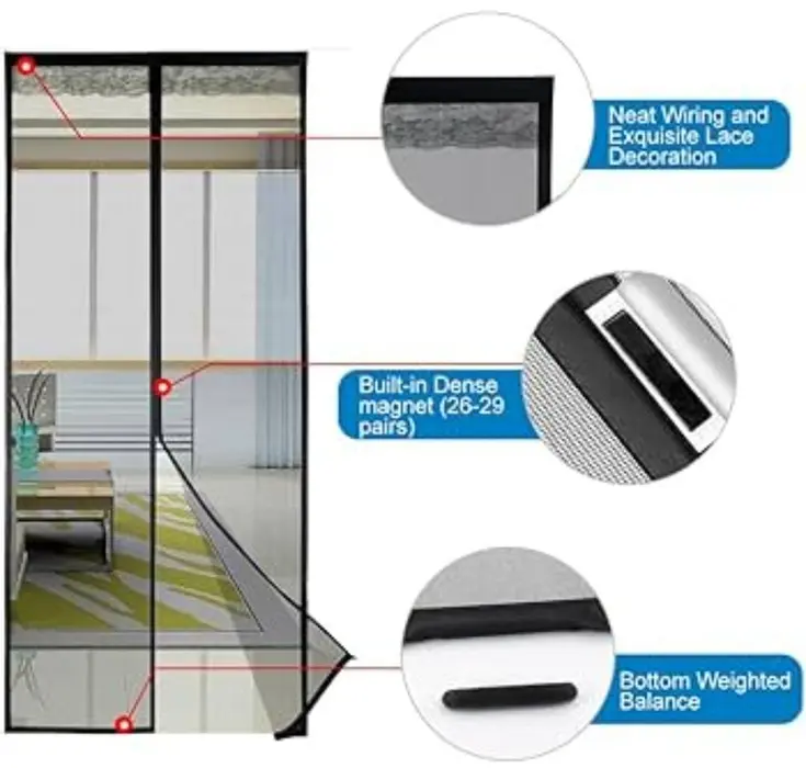 Magnetic Mosquito Mesh Door Net  Hands Free Automatic Closing Insect