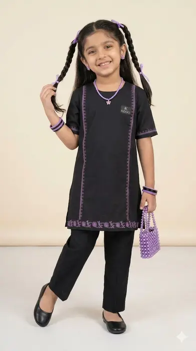 Black embroided shirt and trouser