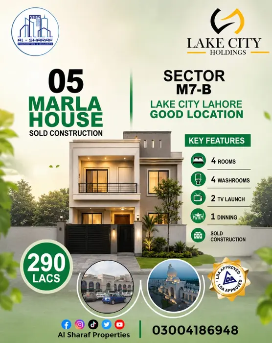 Lake city Lahore 5 Marla house block m7b good location