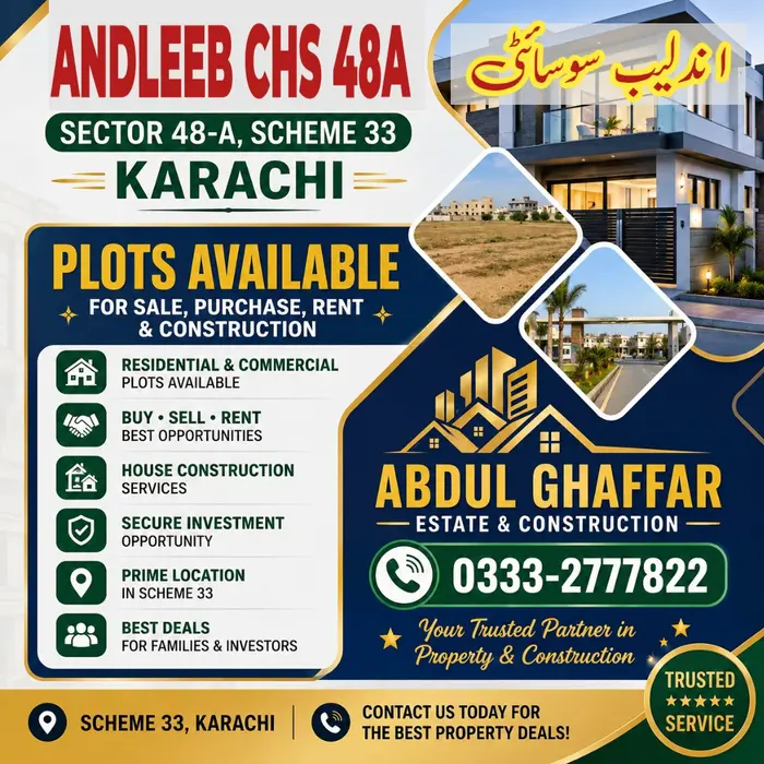 Andleeb Society Scheme 33 Plots Available For Sale Purchase