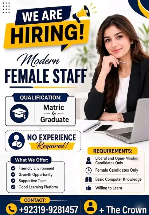 Hiring Fresh Female Staff