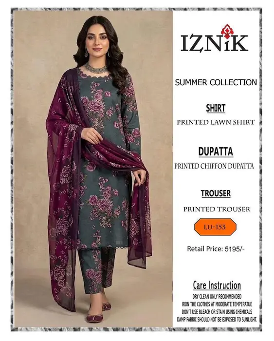 IZNIK Summer Collection  3 Piece Printed Lawn Suit
