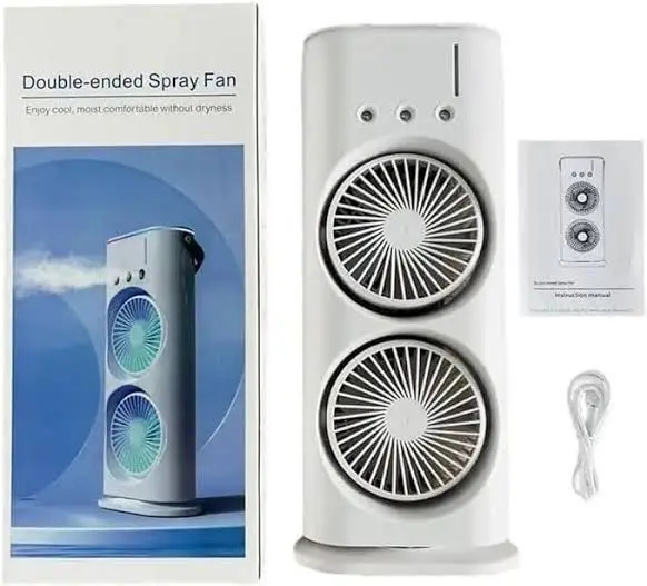 DoubleEnded Spray Water Mist Fan  Dual Fan Cooling with Rotation