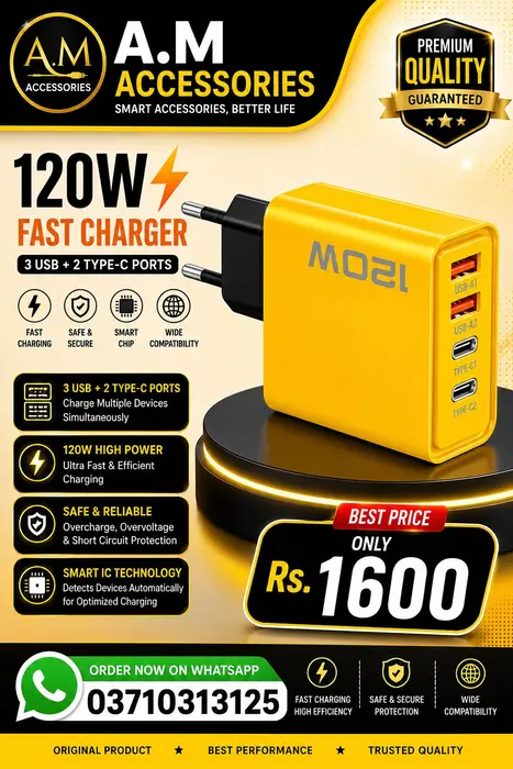 120W CHARGER 2 USB PORT +2 TYPE C PORTS