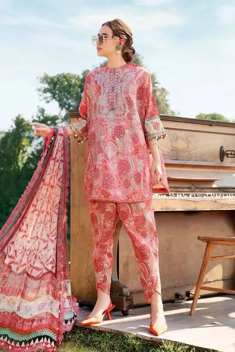 Pink Printed Lawn Suit Maria.B